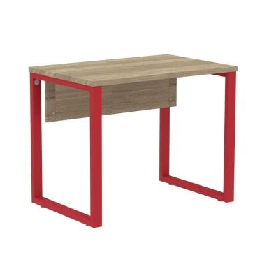 Imagem de Mesa Escritório P25 Tub Pandin 90 Cm (larg) Tampo Mdp Noce Naturalle Pé Aço Tubular Vermelho
