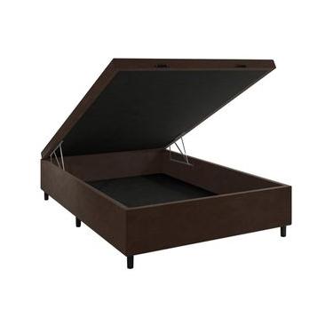Imagem de Base Box de Casal Portobel Noah com Baú e Revestimento em Tecido de Poliéster 40x138x188cm - Marrom