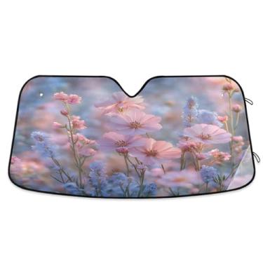 Imagem de ATTX Paisagens florais pára-brisas para carro 139.7 cm x 70.1 cm Protetor solar universal com proteção UV, para-sol dobrável para janela frontal automática para caminhões Sedans SUVs #120