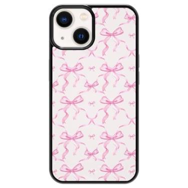 Imagem de Capa estética com padrão de gravata borboleta de fitas rosa compatível com iPhone 13 Pro MAX, capa protetora de laço personalizada com material TPU macio para mulheres e meninas