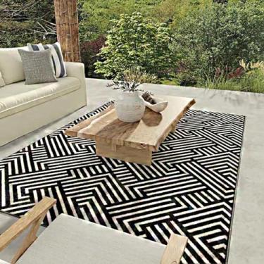 Imagem de Tapetes de jardim, à prova d'água, 200 x 300, extra grande, para jardim, impermeável, retangular, tapete externo para pátio, deck de madeira, apresenta motivos geométricos, tapetes antiderrapantes