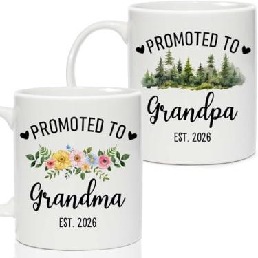 Imagem de Breezy Valley Promoted to Grandparents Gifts 2026, conjunto de canecas de café para avós e vovós, presentes de Natal para avós pela primeira vez, anúncio de gravidez, canecas de revelação de bebê para
