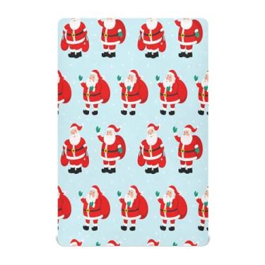 Imagem de Qilmy Lençóis de berço de Papai Noel, lençol com elástico macio e respirável de microfibra para meninos, meninas, 132 x 71 cm, capa de colchão infantil portátil