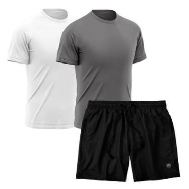 Imagem de Kit 2 Camisetas Dry Treino Fitness Academia + Short Bermuda Preto-Masculino