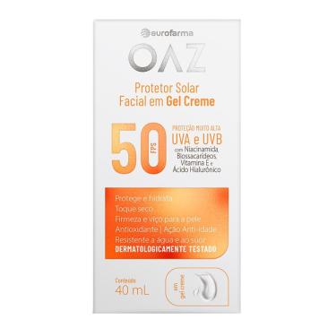 Imagem de Protetor Solar Facial OAZ Eurofarma FPS 50 Gel Creme 40ml
