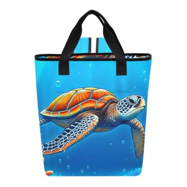 Imagem de Mochila térmica azul cristal tartarugas marinhas isolada à prova d'água 36 latas saco de piquenique, 35 x 15 x 40 cm