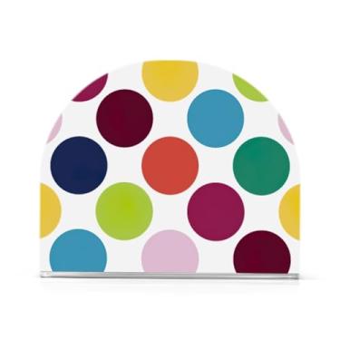 Imagem de Porta-guardanapos retrô de bolinhas coloridas, porta-guardanapos para mesas, pacote com 2, suporte de acrílico antiderrapante