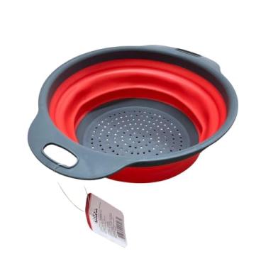 Imagem de Escorredor Multiuso de Silicone Redondo Dobrável Retrátil para Macarrão, Massas e Legumes 24cm
