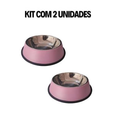 Imagem de Comedouro Vasilha Pet ração e agua para cães e gatos 18 CM em Inox (P)