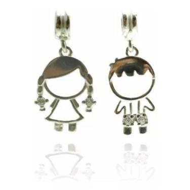 Imagem de 2 Berloque Charms Menina E Menino Prata 925 - Lojas La&Ny Pratas, 2, P