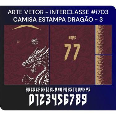 Imagem de Arte Vetor Camisa Interclasse Estampa Dragão Vermelho Gold - 77 Esport