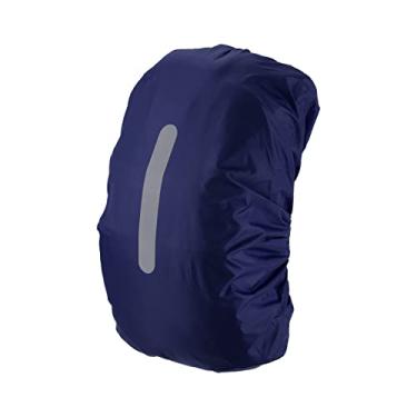 Imagem de Mochila impermeável 15-25L, capa de chuva, antiderrapante, com alça refletiva vertical, permanece seca para caminhadas, acampamento, caça, PP, azul escuro