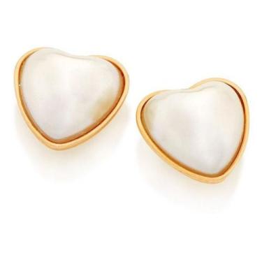 Imagem de Brinco Solitário, Com Pérolas Coração. Rommanel 526404 Vb