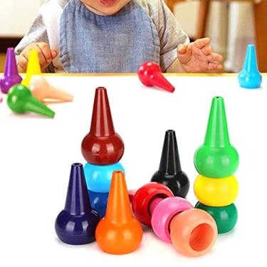 Imagem de Ymiko Lápis de Pintura a Dedo 12 Cores 3D Palma Grip Varas Empilháveis ​​Cera de Parafina Segura Materiais de Arte para Crianças Pequenas Aprendizagem Pré-escolar Desenho para Colorir