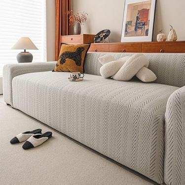 Imagem de Capa de sofá 1, 2, 3, 4 e 5 lugares, protetor móveis veludo grosso luxo, capa cor sólida, elástica para cadeira reclinável(Gray,3-seat 190-230cm)