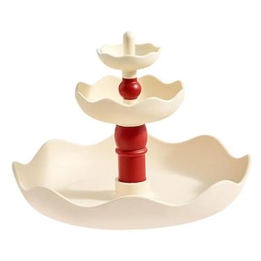 Imagem de YIJU Bandeja de Joias de 3 Níveis, Porta-Bijuterias Elegante e Multifuncional, Suporte para Anéis para Cômoda, Banheiro, Casamento e Aniversário, Creme