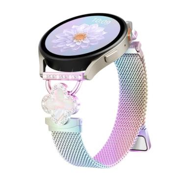 Imagem de Pulseiras femininas de metal finas para Samsung Galaxy Watch 7 6 5 4 FE de 40 mm e 44 mm/6 4 mm/6 4 mm, 46 mm, 43 mm, 47 mm/5 Pro/Active 2, pulseira magnética milanesa de 20 mm para Samsung Watch