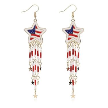 Imagem de Brincos femininos de Dia da Independência de 4 de julho, brincos góticos com pingente de gota, brincos de festa de fim de ano, joias festivas, presentes, Cristal, Sem pedra preciosa