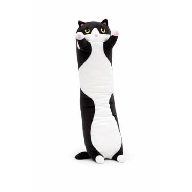 Imagem de Travesseiro de Gato Fofinhos 50/110cm adorável boneca de pelúcia pet, linda pelúcia com desenho de gatinho, almofada macia, brinquedo de abraçar dormir para crianças, meninas, namoradas (70cm Preto)