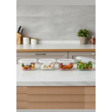 Imagem de Kit De Pote Hermético De Vidro 520 Ml Com Tampa Não Vaza - IDEAL