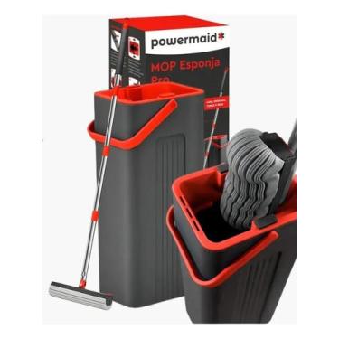 Imagem de Mop Esponja Pva Com Balde Espremedor Em Aço Inoxcabo 125cm - POWERMAID