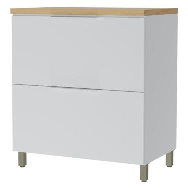 Imagem de Balcão Gabinete De Cozinha 1 Porta Basculante 1 Gaveta 100% Mdf Mariah Nesher Branco