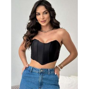 Imagem de Top Corset Feminino sem alça Elegante - Nifty Closet, Preto, PP