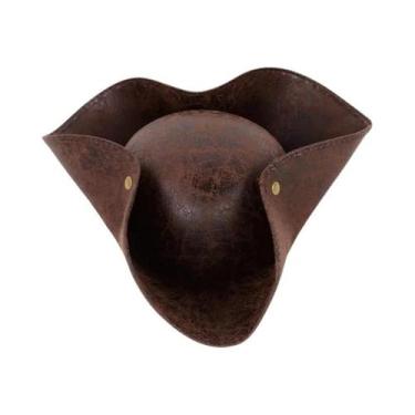 Imagem de Chapéu De Pirata Unissex Em Couro, Triangular, Para Fantasia De Festa 