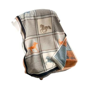 Imagem de Cachecol Feminino Macio E Quente De Imitação De Caxemira Com Estampa D