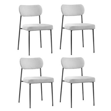 Imagem de Kit 04 Cadeiras Sala de Jantar Lavínia Estofada Base Preto Bouclê Cinza - Abmaza