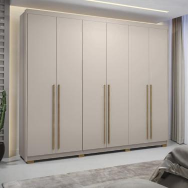 Imagem de Guarda Roupa Casal Dubai Majestic 6 Portas de Giro 6 Gavetas MDF Fendi Fendi Vila Rica