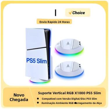 Imagem de Suporte De Resfriamento RGB Para PS5 Slim Vertical Com Cabo De Carrega