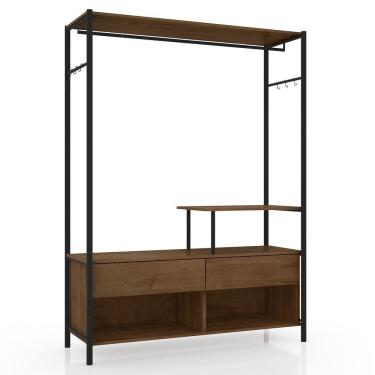 Imagem de Guarda Roupa Casal Closet Barcelona 2 Gavetas Aço Carbono-MDP Preto-Demolição Artefamol...