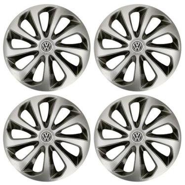 Imagem de Jogo Calota Velox 15 Prata Preto Gol Voyage G5 G6 G7 Fox - Garagem Onl