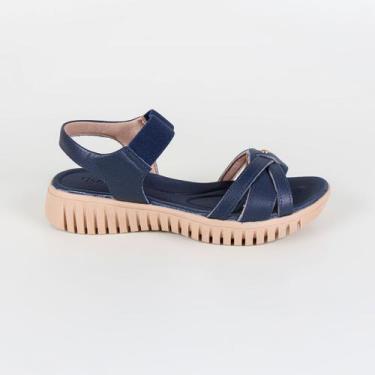 Imagem de Sandália Usaflex Plataforma Couro Com Elástico Ud11012 Preto, New blue
