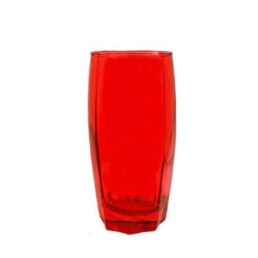 Imagem de Conjunto 6 Copos Florida Vermelho 370 ml Vidro Luxo Elegante - Pratica
