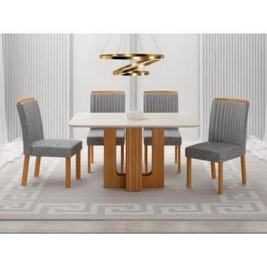 Imagem de Conjunto Sala de Jantar Sofia 1,20m tampo vidro off com 4 Cadeiras Jad