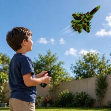 Imagem de Avião Controle Remoto Infantil RC Com Luzes Brinquedo Eletrônico A Pil