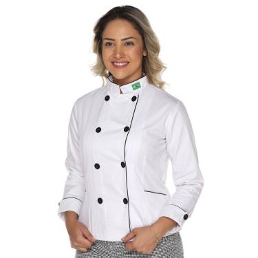 Imagem de Dolmã Chef Cozinha Feminino Algodão Bandeira