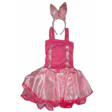 Imagem de Fantasia Vestido Coelha Páscoa Infantil Menina Coelhinha Rosa Carnaval Zumbi Terror