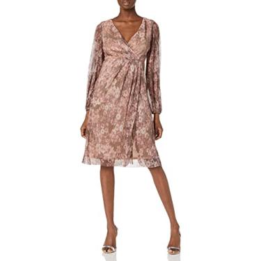 Imagem de Adrianna Papell Vestido midi metálico feminino, Borgonha/Blush quente, 36