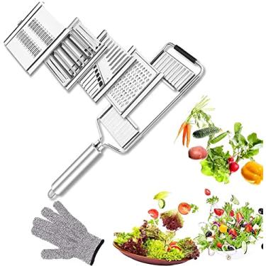Imagem de Cortador de legumes multiuso 4 em 1, ralador de queijo de aço inoxidável 4 em 1, cortador de alimentos para cozinha, triturador de especiarias de batata portátil cortador de legumes