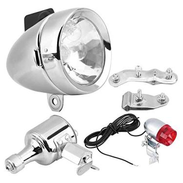 Imagem de EVGATSAUTO Kit de farol de gerador, 12V 6W Gerador de fricção Dynamo Motorizado Bike Farol Kit de luz traseira para bicicleta motorizada
