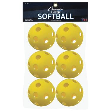 Imagem de Champion Sports Conjunto de softbol de plástico oco de 30,5 cm – Equipamento de softbol atlético – Bolas de softbol de plástico oco – Bolas de tamanho regular – Divertidas para todas as idades – Leve/Durável – Conjunto de 6