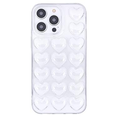 Imagem de DMaos Capa feminina para iPhone 14 3D Pop Bubble Heart Kawaii, linda feminina para iPhone 14 de 6,1 polegadas - transparente