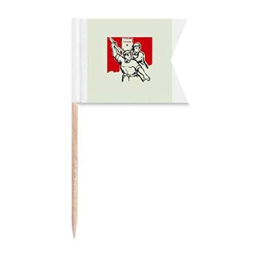 Imagem de Bandeiras de palito de dentes vermelhas da China Education para marcação de etiquetas para bolo de festa, prato de queijo