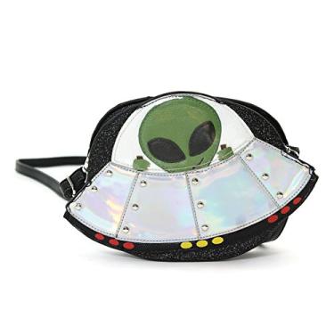 Imagem de Bolsa tiracolo Alien On A Spaceship, Preto, 9.5" (L) x 1.5" (W) x 6.5" (H)