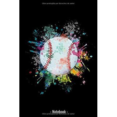 Imagem de Notebook - béisbol con salpicaduras de color de acuarelas para atletas, jugadores de béisbol: A5 120 páginas para entrenar éxitos, notas, jugadas, ... deportistas en el campo de béisbol del estad
