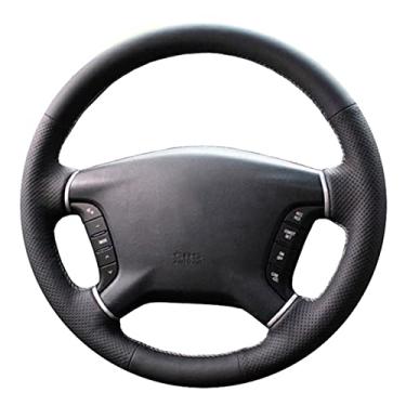 Imagem de Capa de volante de carro costurada à mão em couro preto DIY, para Mitsubishi Pajero 2007-2014 / Galant 2008-2012