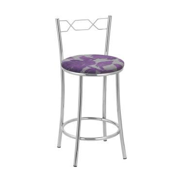 Imagem de Kit 2 Banquetas Cromadas BC51C de Metal e Assento Espuma D15 Treparoni - Roxo